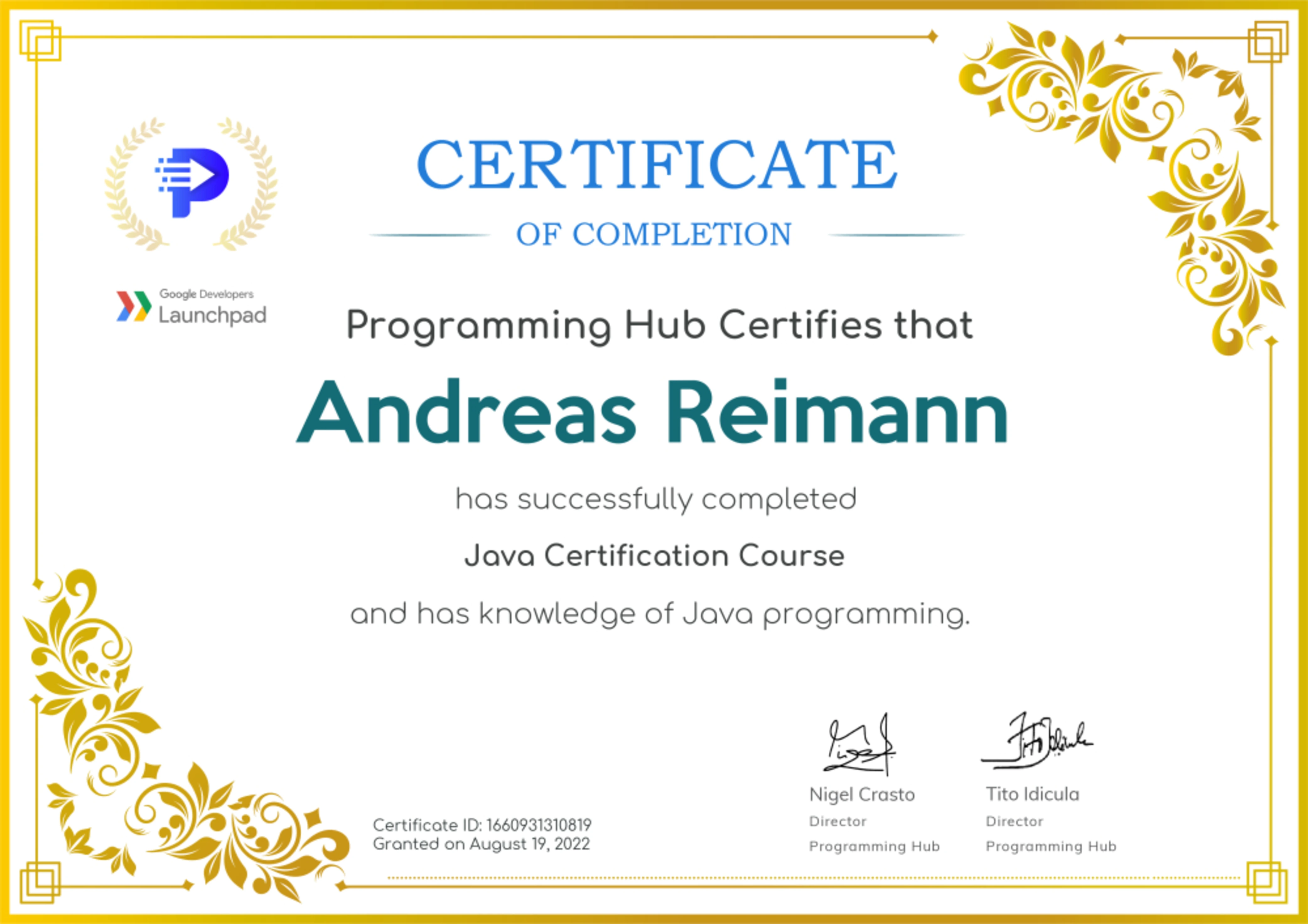 Cert: Java Certification Course
